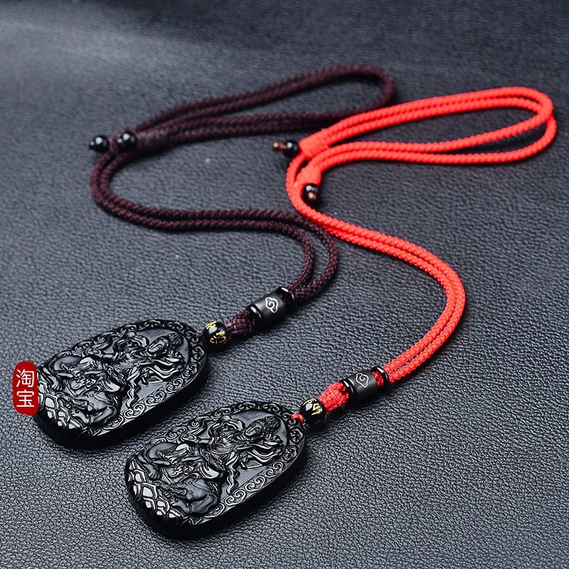Natural Obsidian 12 Zodiac Animal Buddha Pendant Patron Saint Men And Women Gift Jewelry Zodiac Necklace Same Style For Men And Women - Image 4